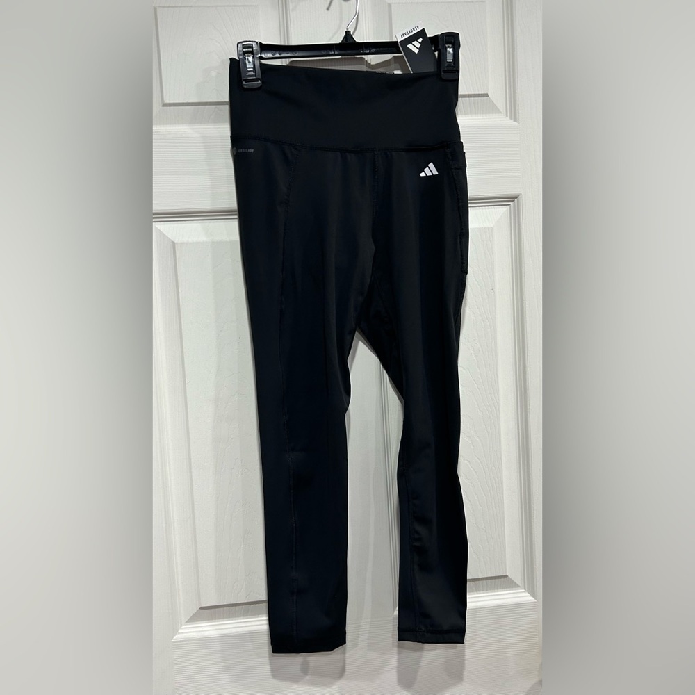 adidas Women's Medium Optime Stash Pocket High-Waisted 7/8 Leggings Black NWT